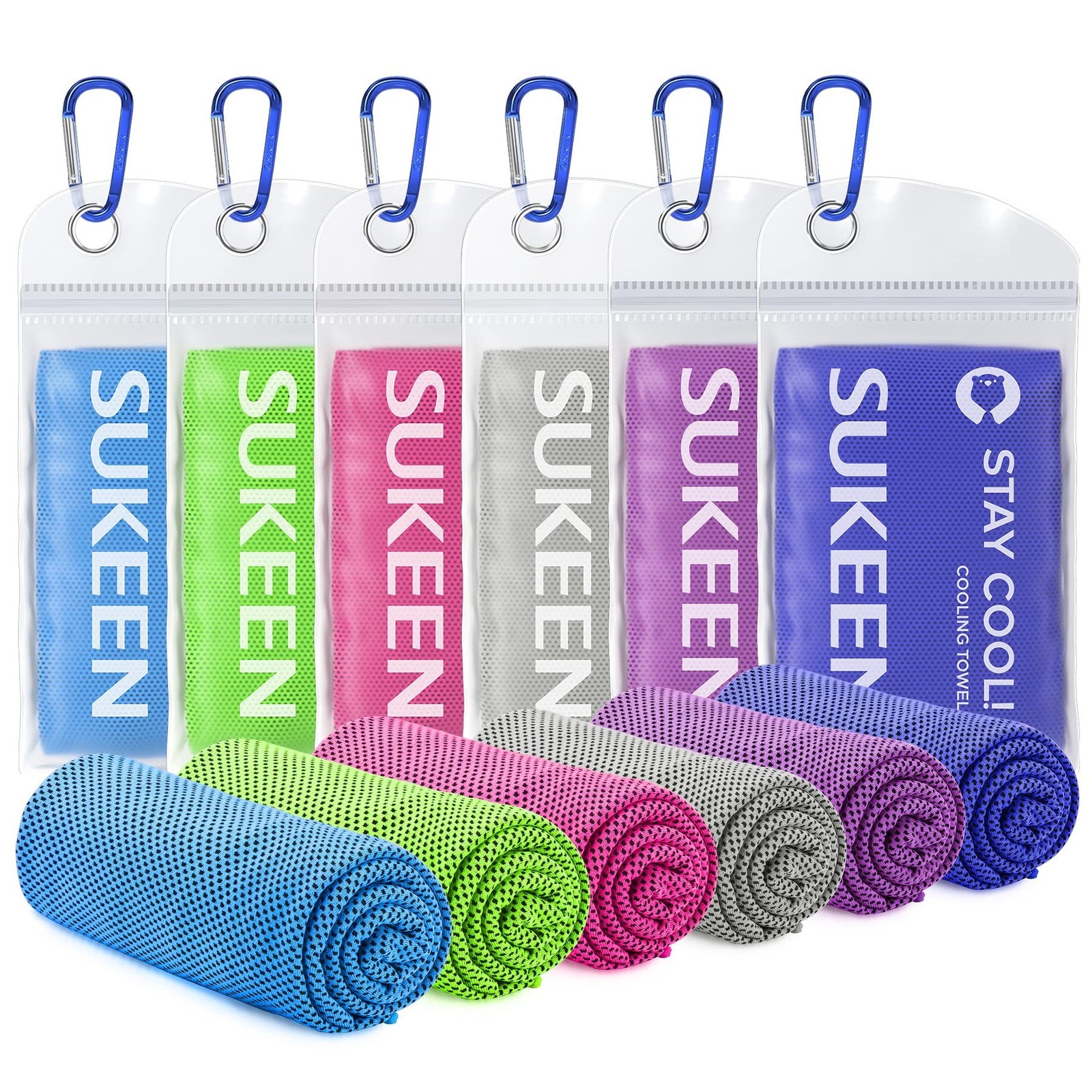 Sukeen Cooling Towels 6 Pack (40&Prime;x12&Prime;), Cooling Towels for Neck and Face, Qui…