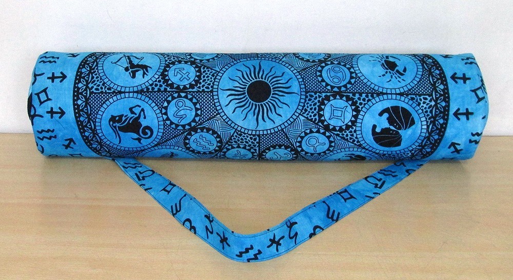 Turquoise Jodiac Yoga Mat Carrier Bag Hippie Mandala Cotton Bags With Shoulder