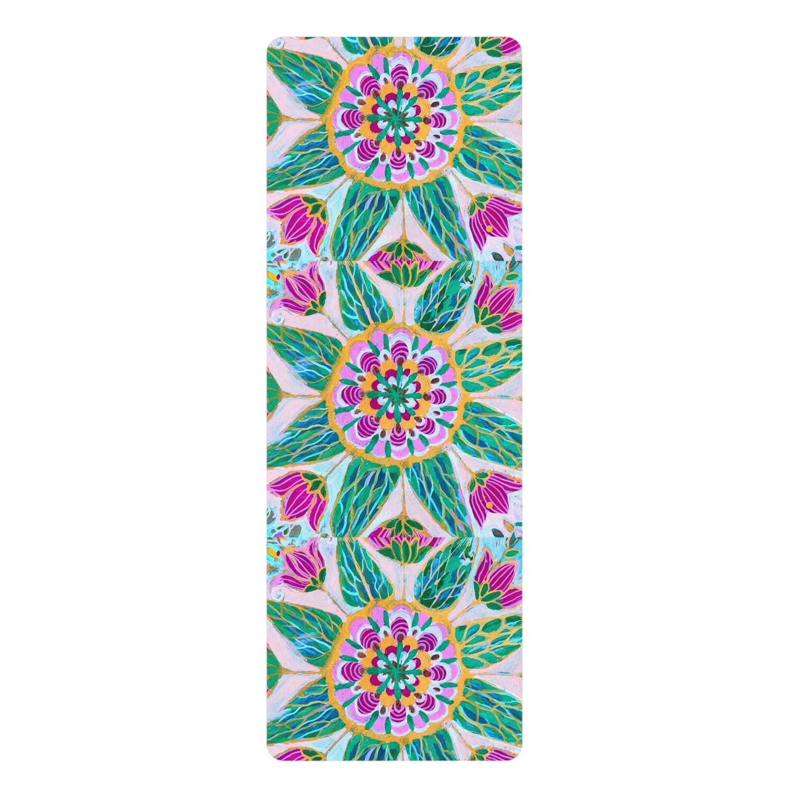 Floral Rubber Yoga Mat, Eco-Friendly Exercise Mat, Meditation Mat, Yoga Gift,