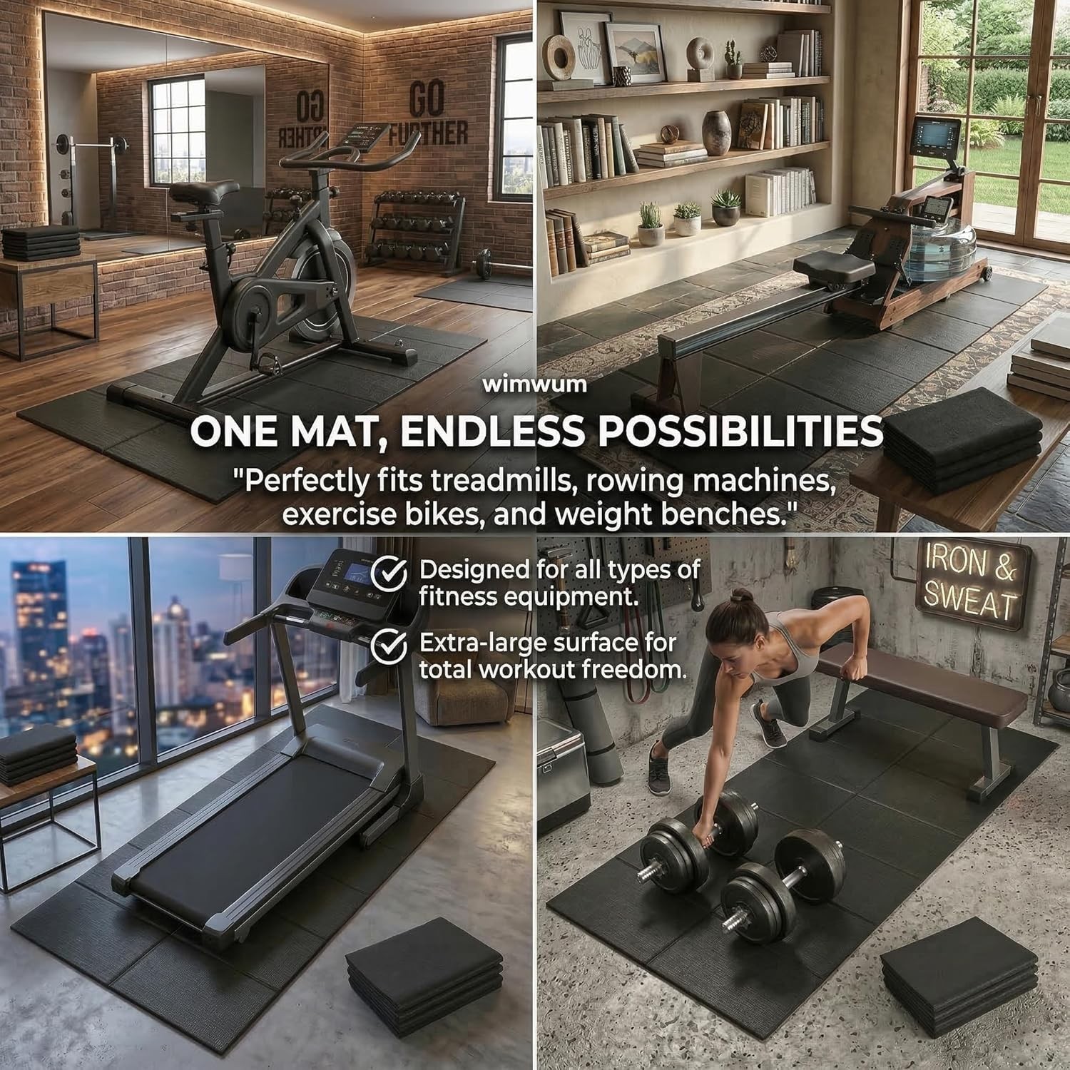 Foldable Walking Pad Mat, High-Density PVC Treadmill Mat for Hardwood Floors &