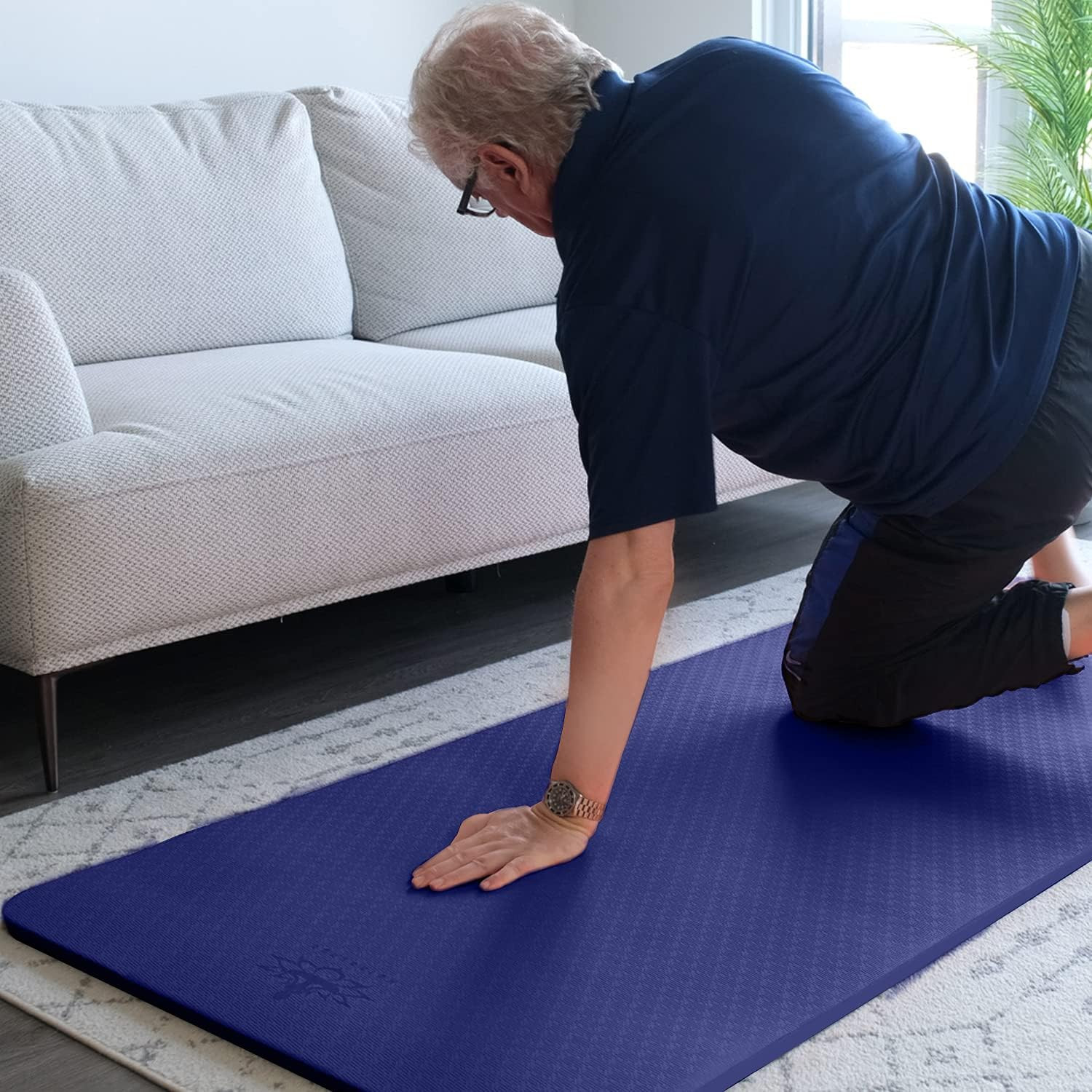 4/5 Inch TPE Yoga Mat Fitness & Exercise Mats Large Size 72&Prime;L X 32&Prime;W Non-Slip An