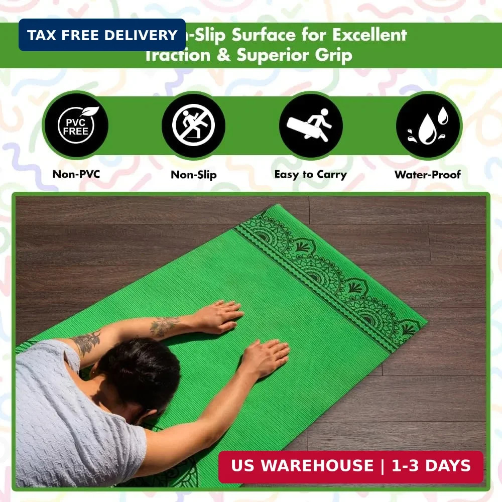 Yoga Mat – Premium 6mm Print Reversible Extra Thick and Large Non Slip Exercise