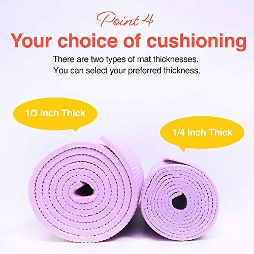 Yoga Mat with Carry Strap for Yoga Pilates Fitness 1/3 inch (8 mm) Azalea Pink