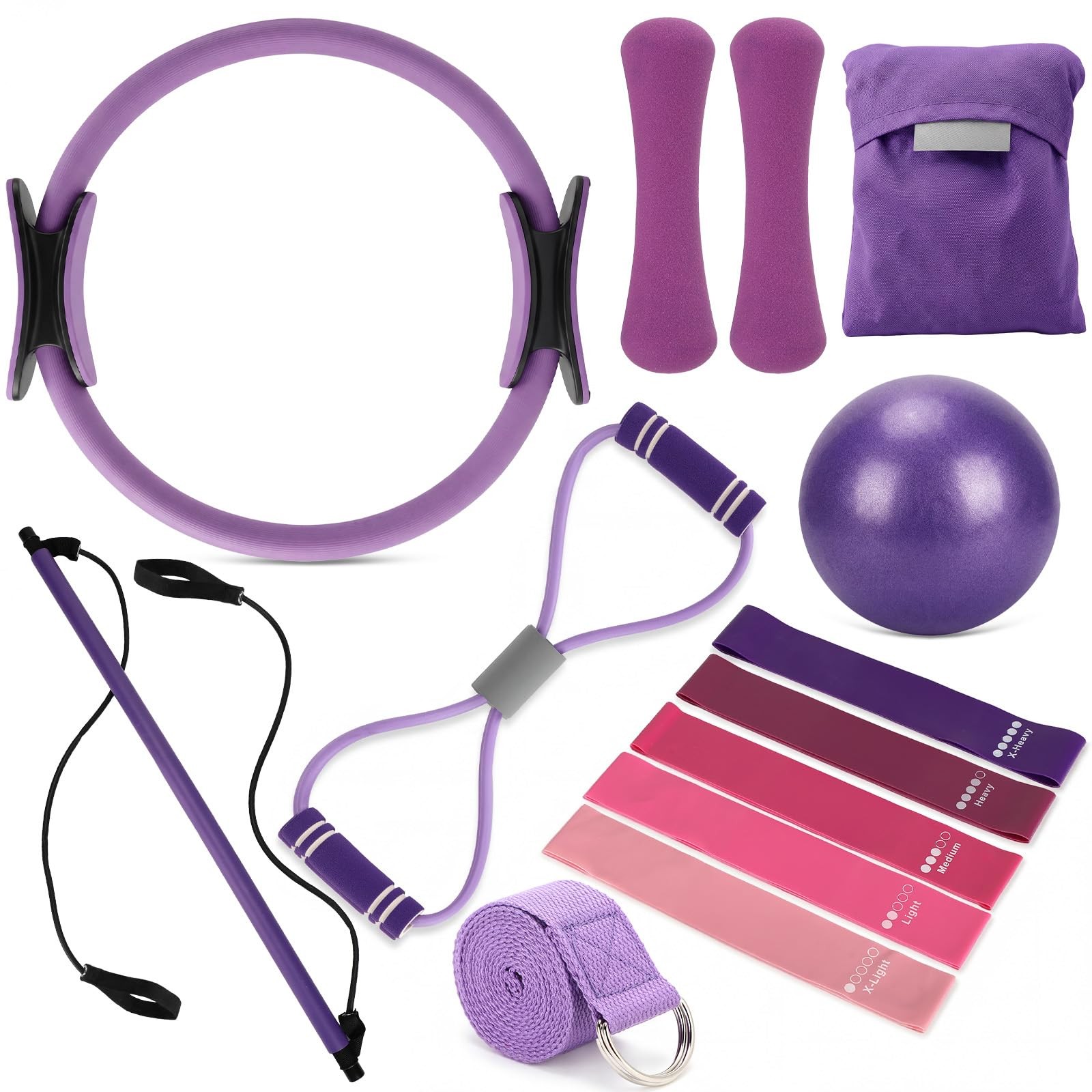 13 Pcs Pilates Equipment Kit for Home Workout Pilates Ring and Ball Set for W…