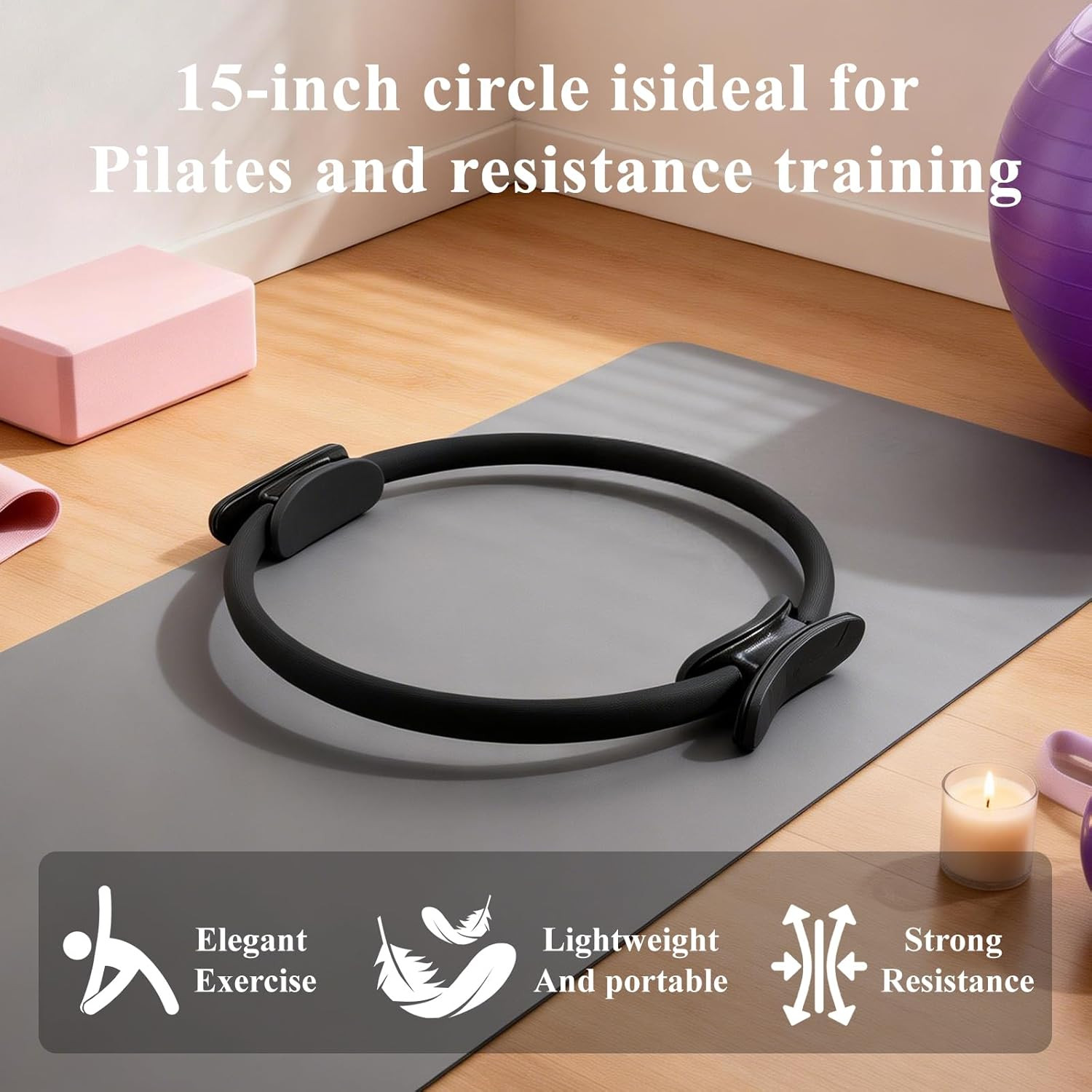 12 Pack Pilates Ring Set – 15 Inch Magic Circle Bulk Yoga Fitness Rings for Full