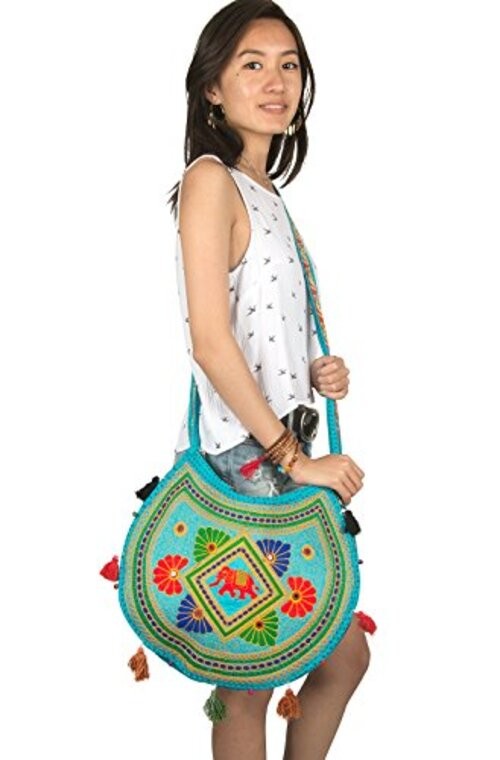 Tribe Azure Women Hippie Sling Handmade Crossbody Bag Boho Chic Patchwork