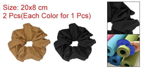 Yoga Mat Scrunchy, Yoga Mat Strap Band 2 Pcs & Cotton & Black & Brown