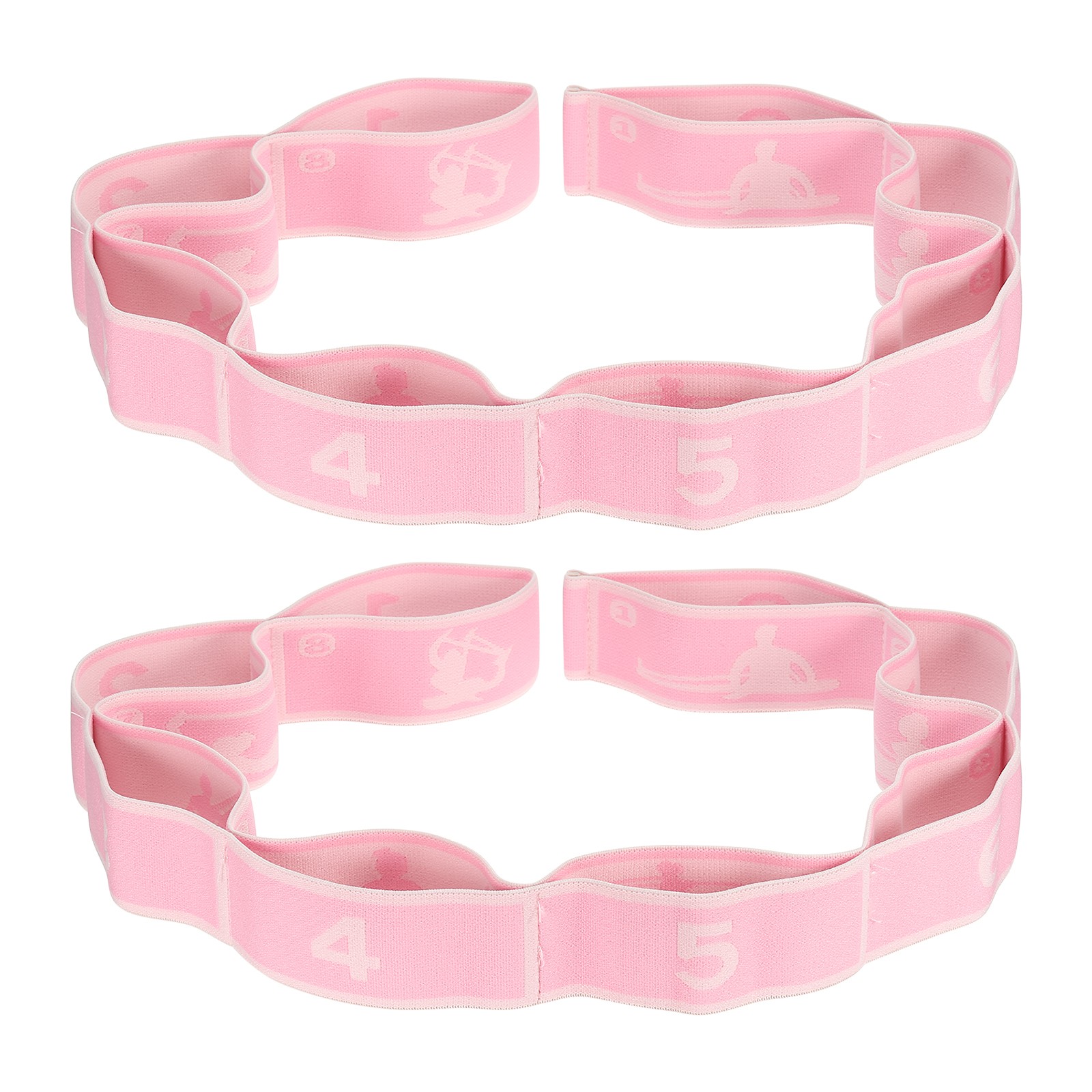 35.4 Inch 2 Pcs Exercise Bands Yoga Stretching Strap Latin Elastic Pink
