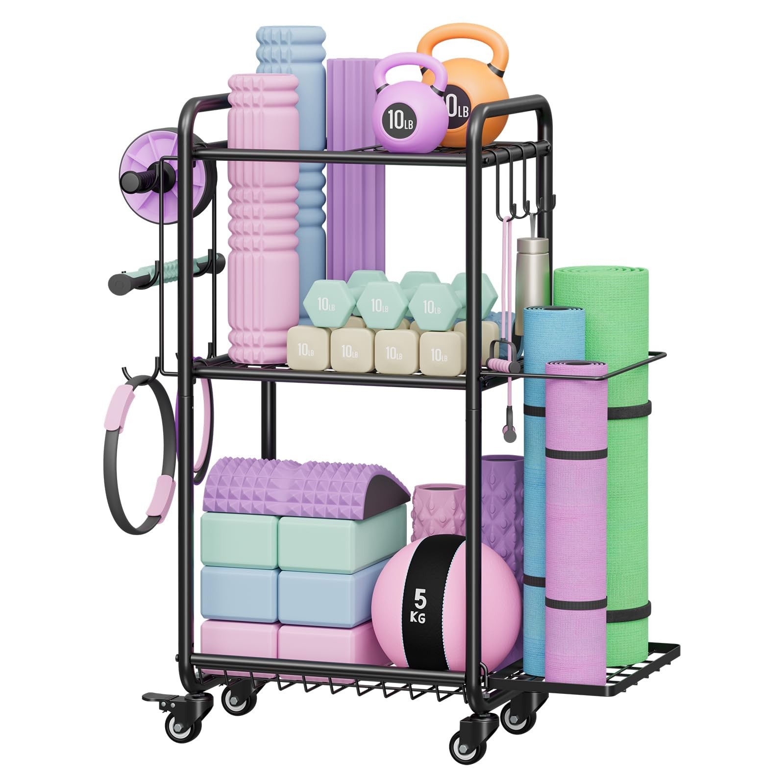 Multi-Functional Home Gym Storage Rack – Yoga Mat Storage Rack, Dumbbell Weig…