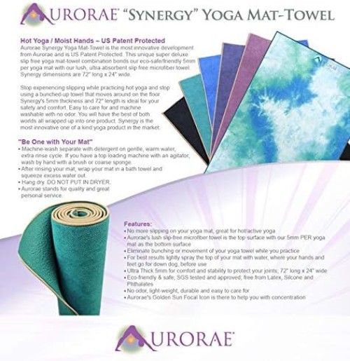 Synergy Non-Slip Hot Yoga Mat-Towel, Machine Washable