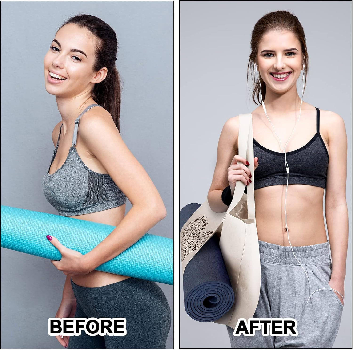 Yoga Bag for Women with Mat Carrier, Canvas Pilates Tote Carryall for Gym Travel