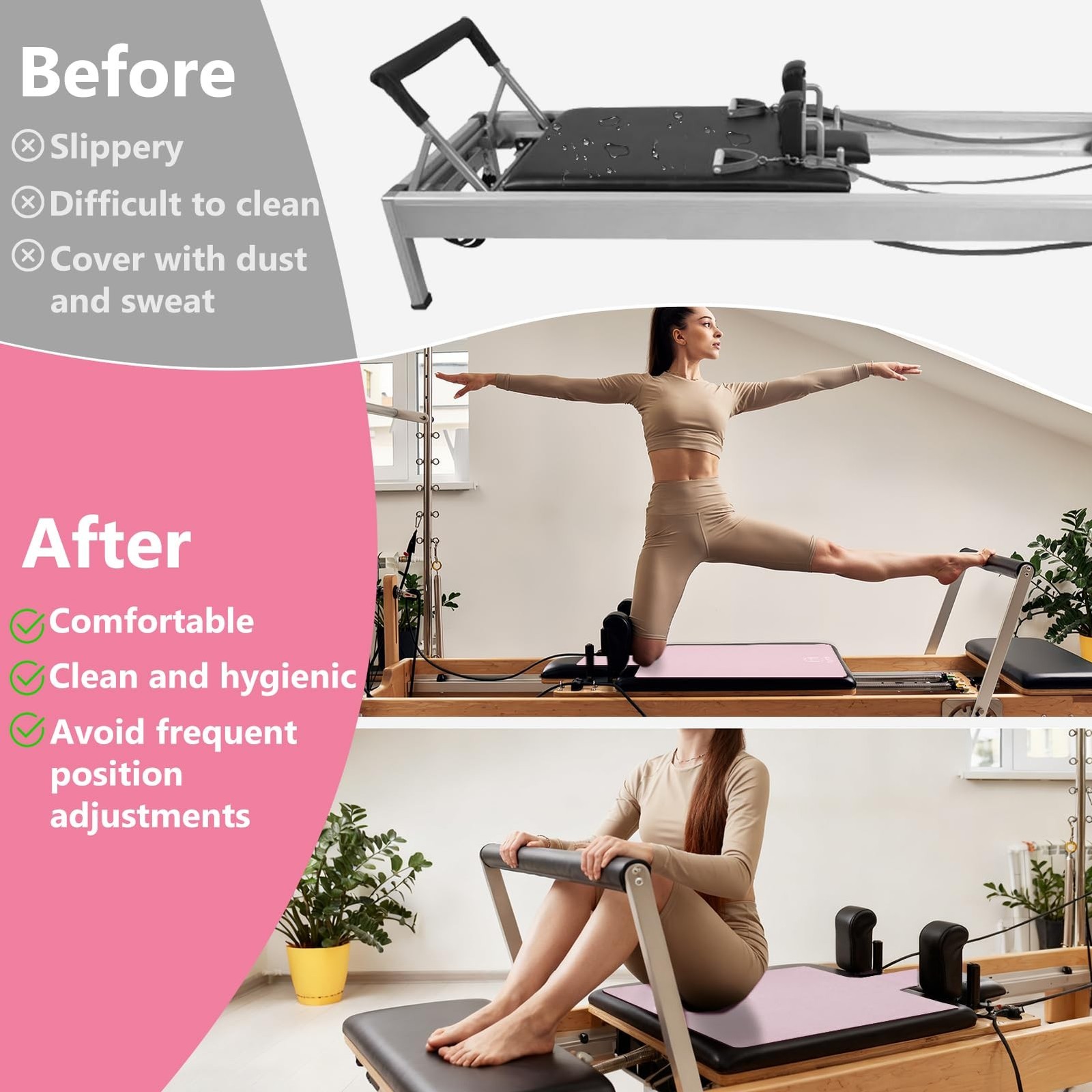 Non-Slip Pilates Reformer Mat, 2mm Thick Pilates Reformer Machine Cover Mat, …