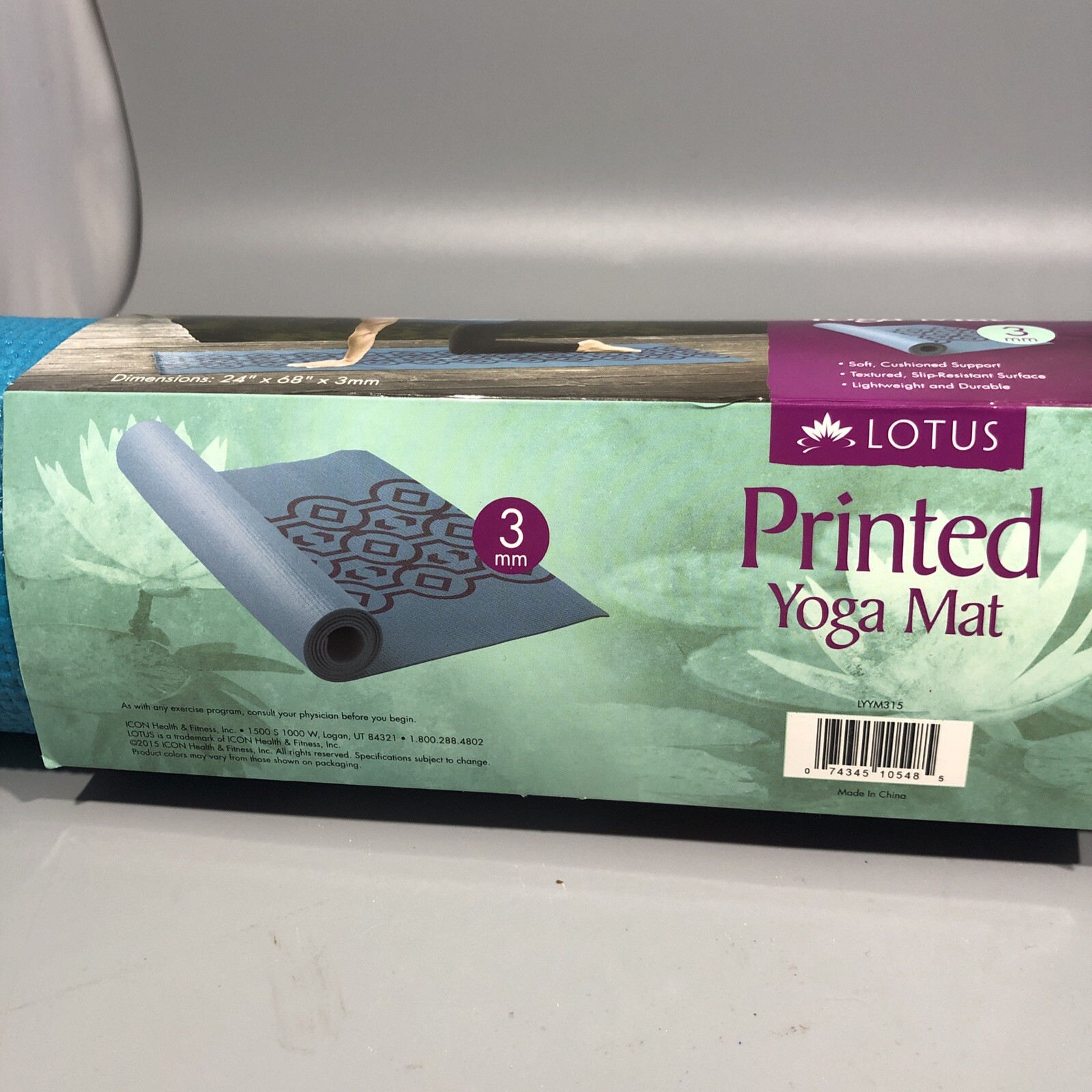 Lotus yoga mat new printed blue/teal