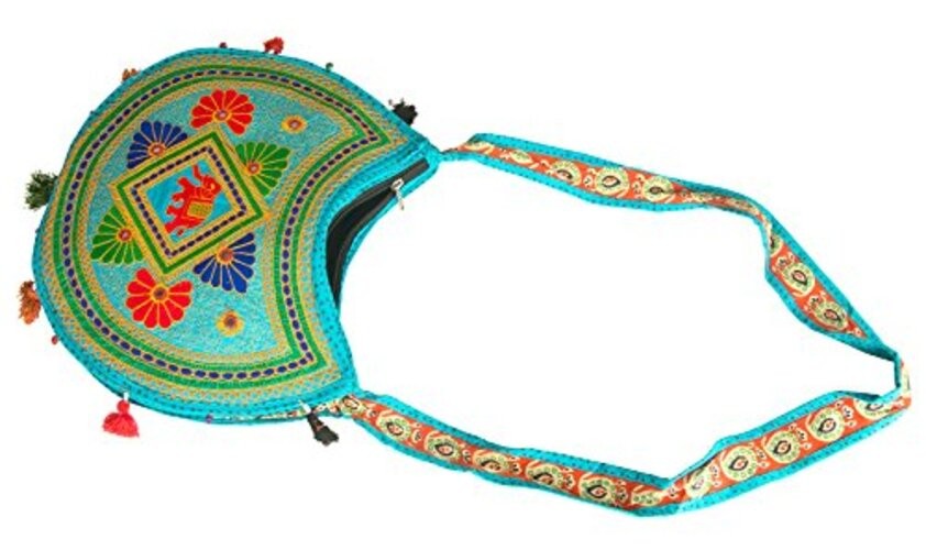Tribe Azure Women Hippie Sling Handmade Crossbody Bag Boho Chic Patchwork