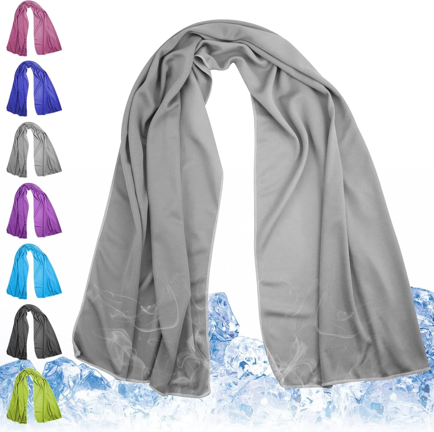 Cooling Towel for Neck and Face – 43.3&Prime; x 15.7&Prime; – 43.3X15.7, Light-gray