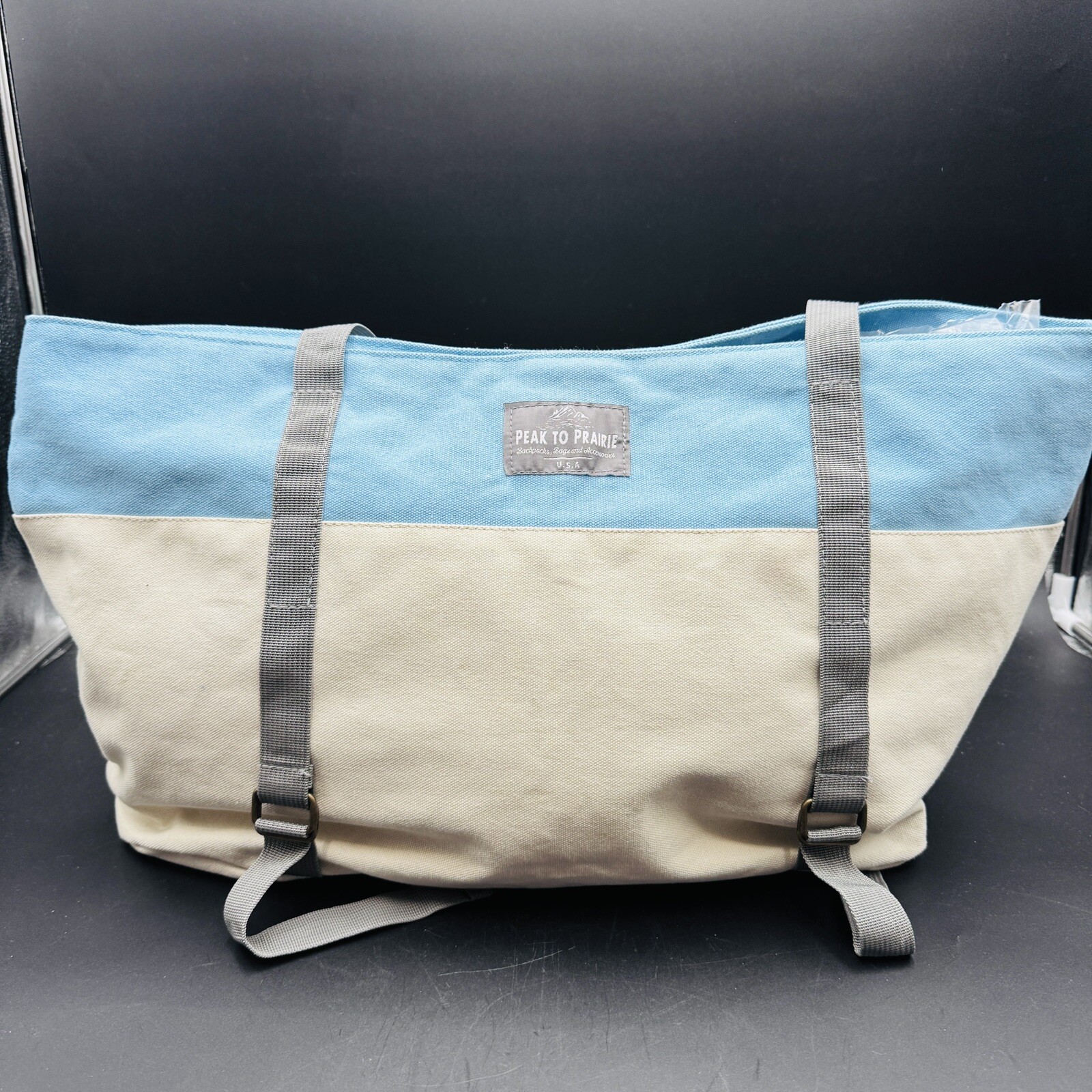 Peak to Prairie Yoga Mat Bag Canvas Tote Blue Gym Pilates Travel Carrier Pack