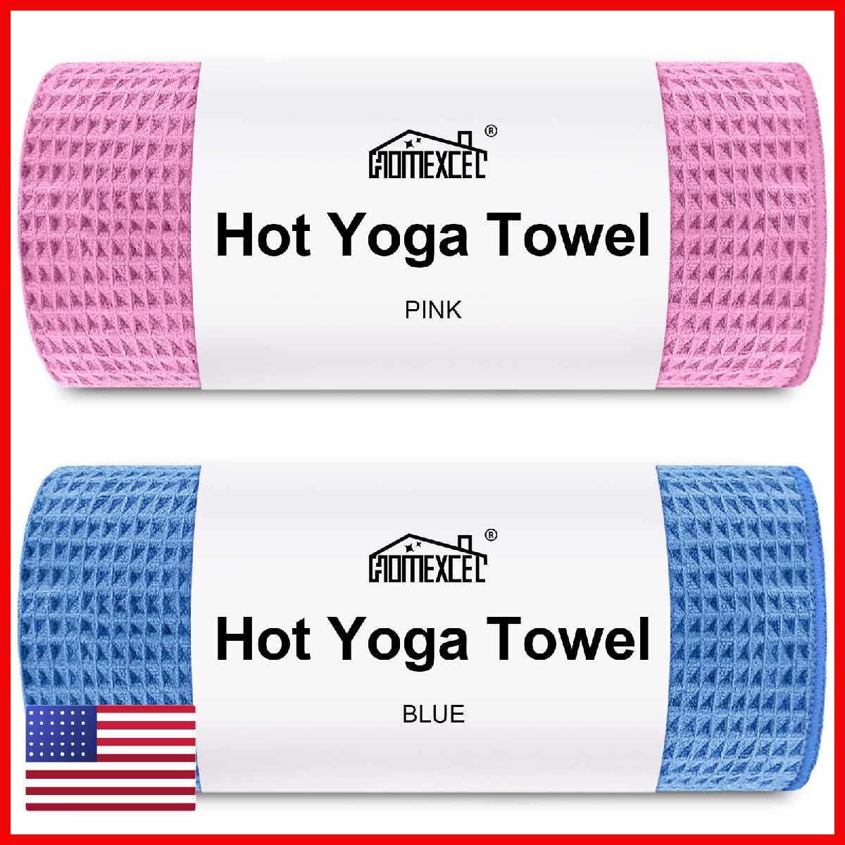 Homexcel Hot Yoga Towels 2 Pack 26.5 X 72 Non-Slip Ultra-Absorbent Microfiber