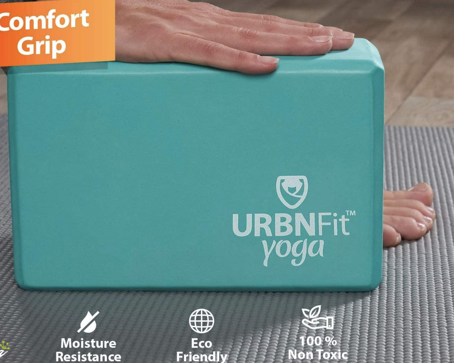 URBNFit Yoga Block – 1PC – Moisture Resistant High Density EVA Foam (Teal) NEW