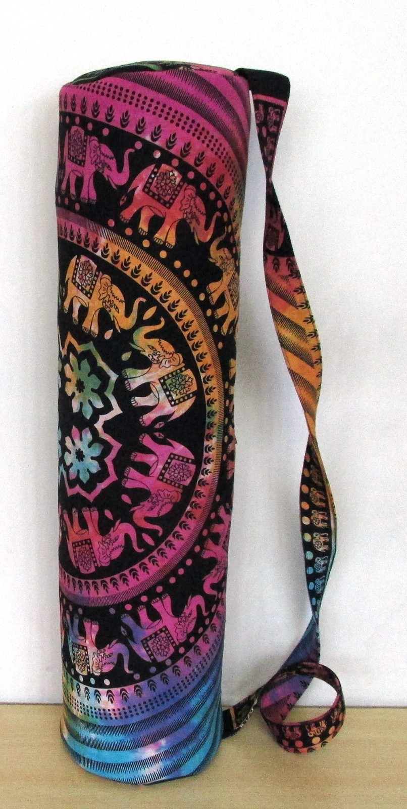Indian Multi Elephant Yoga Mat Carrier Bag Mandala Large Shoulder Strap