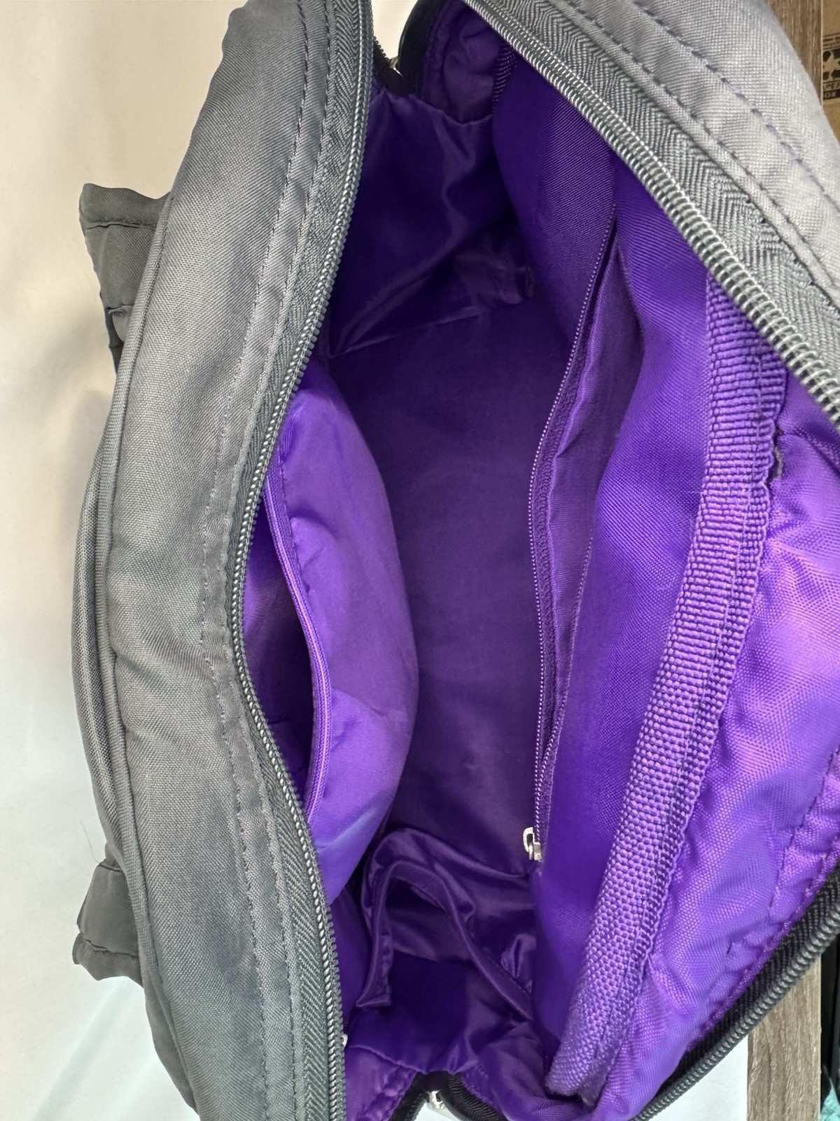 Giam Yoga Bag Black Purple Mat Water Bottle Holder With Pockets 15x12x6in