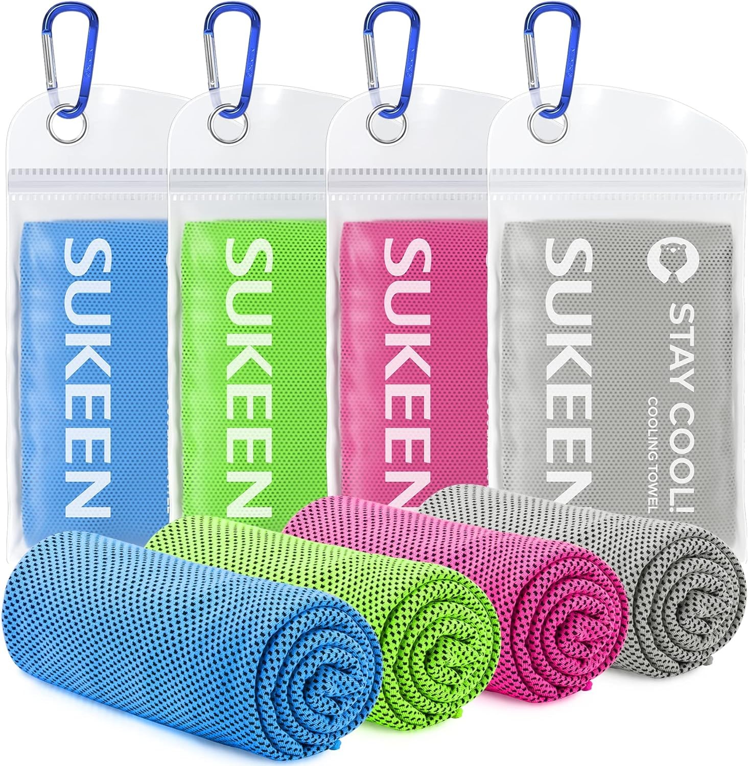 Sukeen 4 Pack Cooling Towels 40×12 Inch Microfiber Ice Neck Wrap for Sports Gym