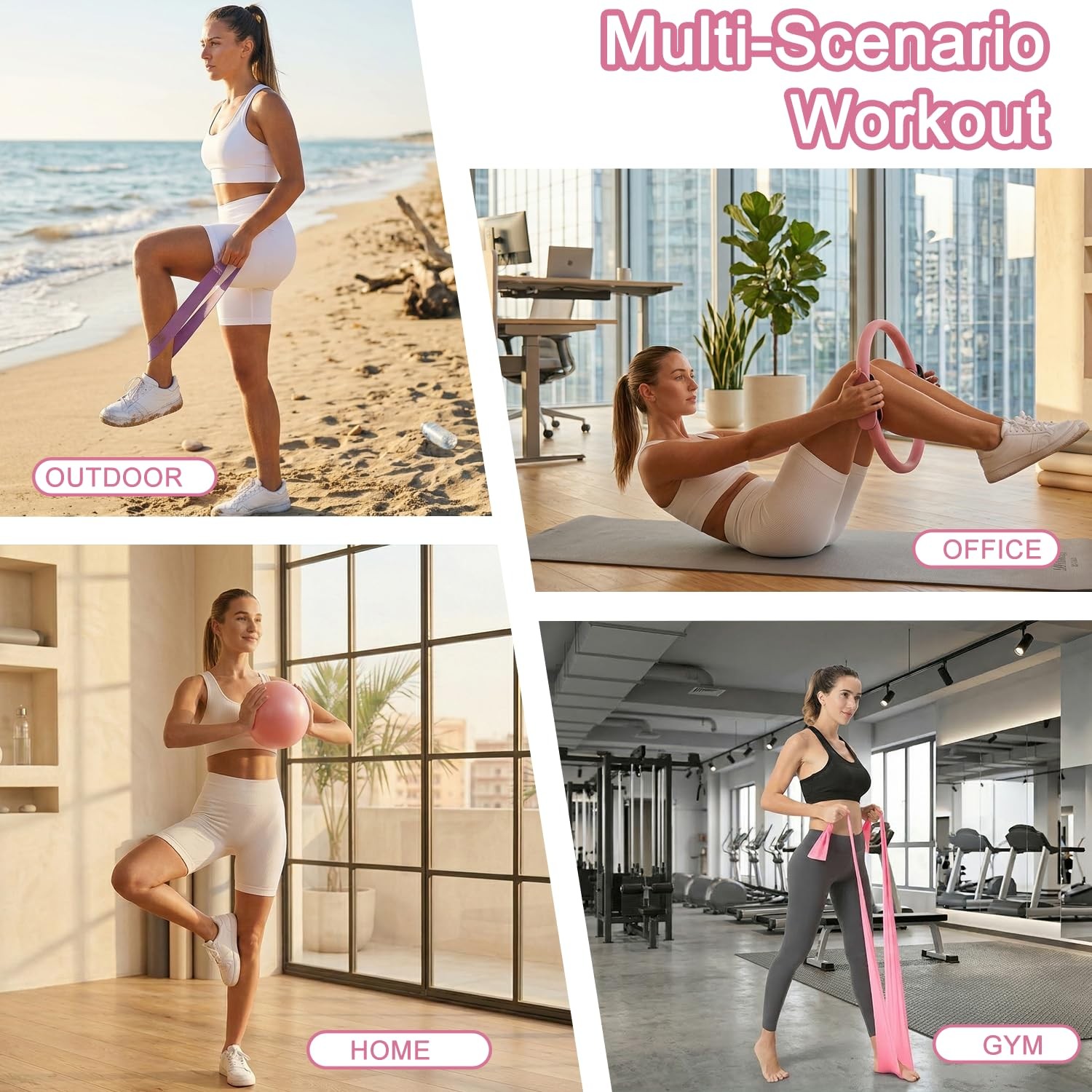 Pilates Kit for Home Workout: Pilates Ring and Ball Set for Women with Resist…