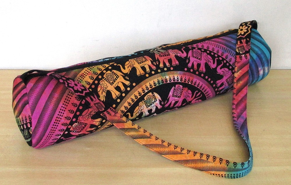 Indian Multi Elephant Yoga Mat Carrier Bag Mandala Large Shoulder Strap