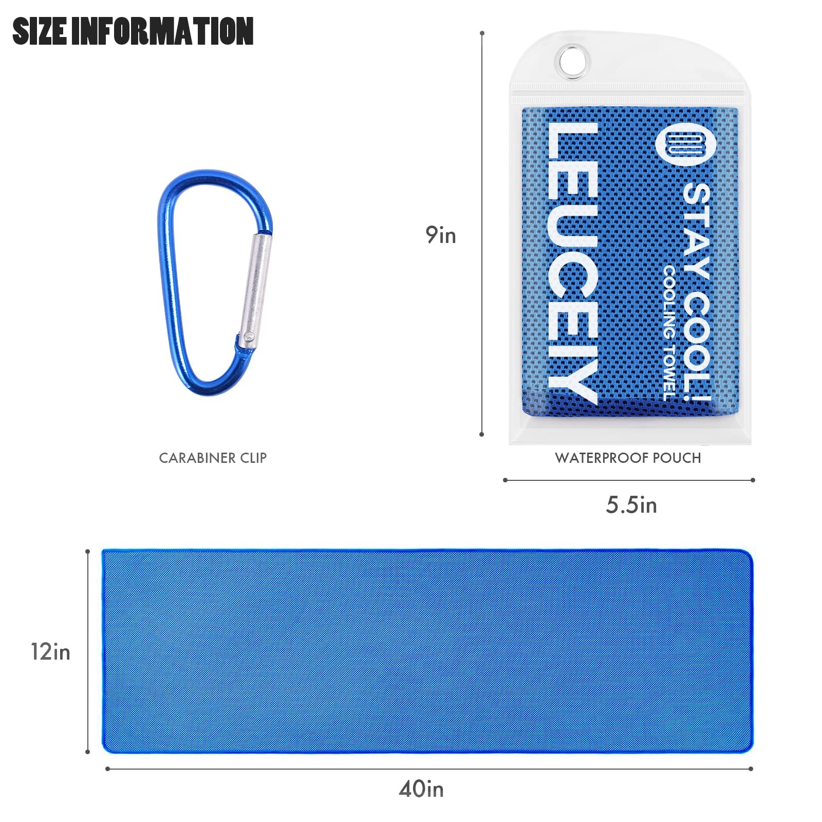 Leuceiy 4 Pack Cooling 40 inches x 12 inches, Grey/Dark Grey/Purple/Dark Blue