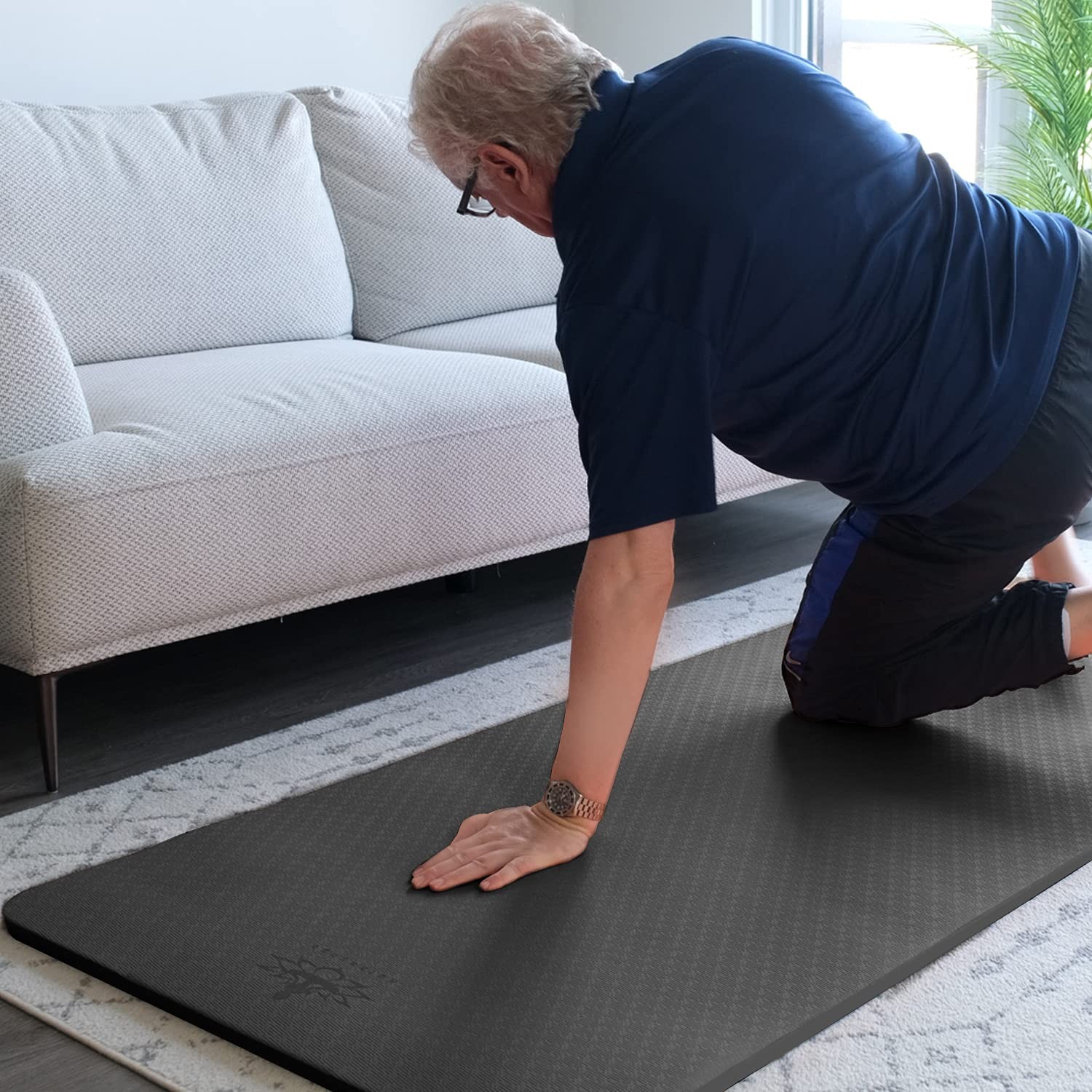 4/5 inch TPE Yoga Mat Fitness & Exercise Mats Large Size 72&Prime;L x 32&Prime;W Non-Slip…