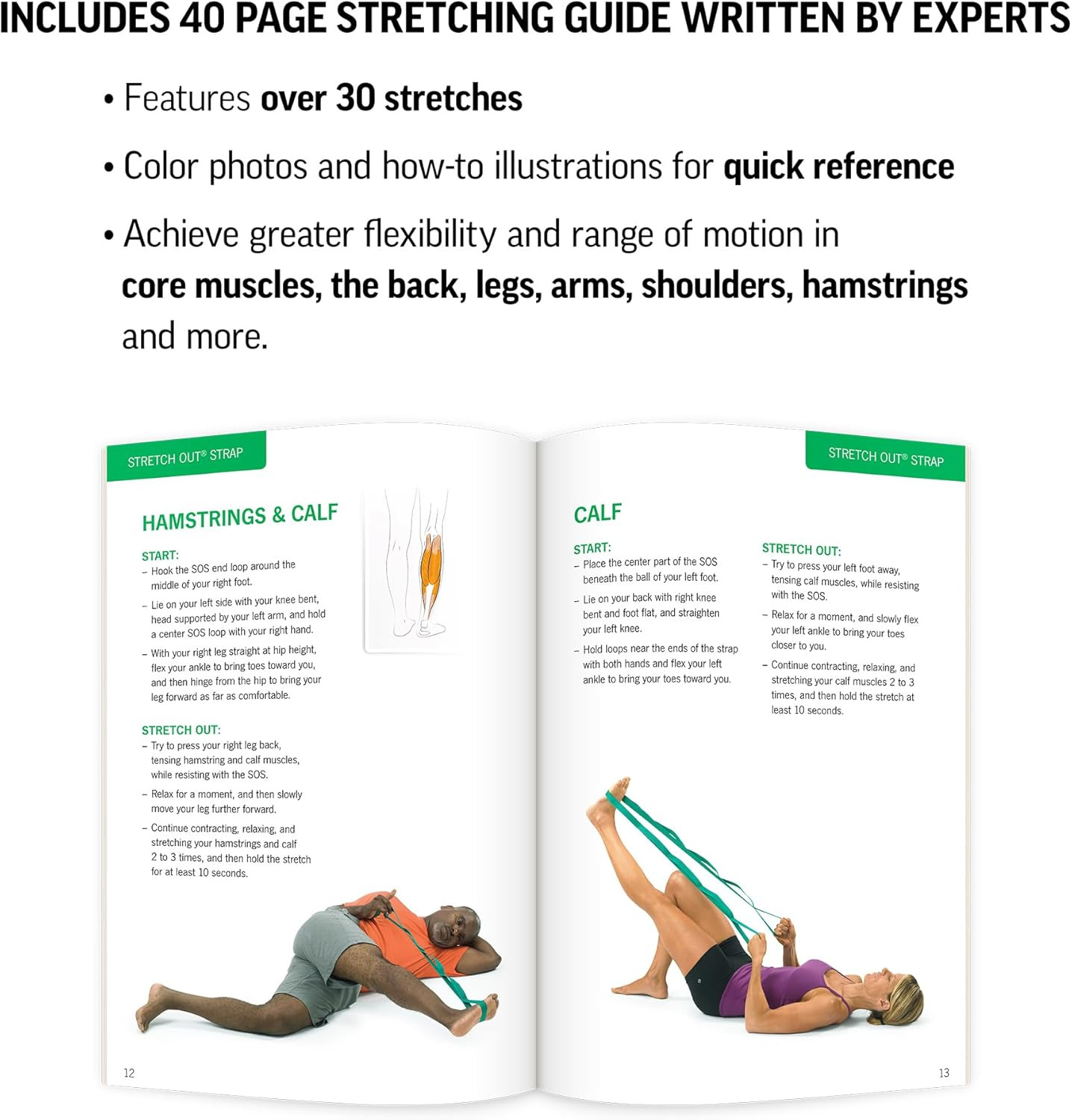 the Original Stretch Out Strap with Exercise Book, USA Made Top Choice Stretch O
