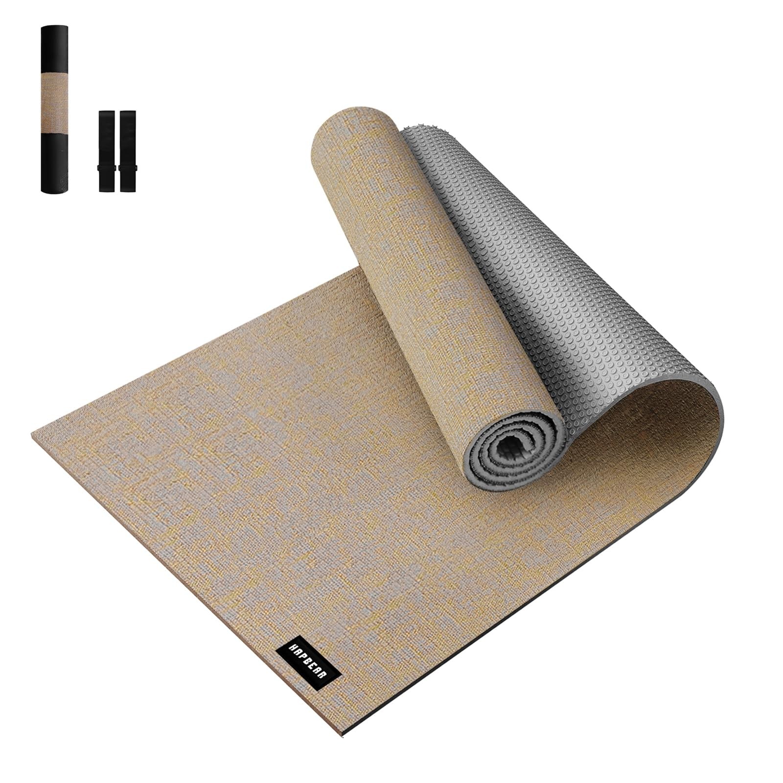 Extra Large Yoga Mat 84 »x30 »- 1/4 » Thick Natural Linen, Non-Slip Tear-Resi…