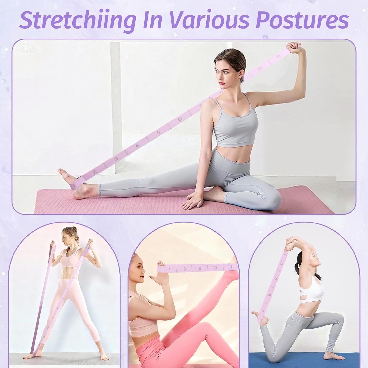 Stretching Strap with 11 Loops for Yoga Pilates Dance Flexibility Training