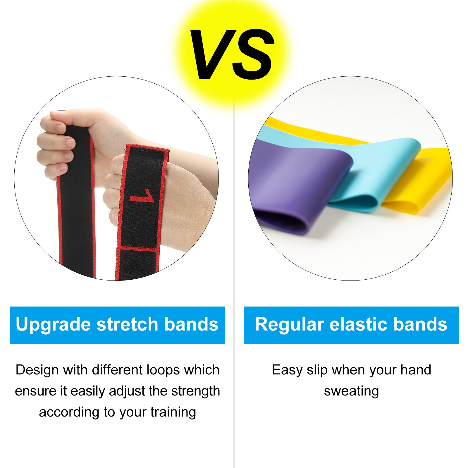 35.4 Inch 2 Pcs Exercise Bands Yoga Stretching Strap Latin Elastic Black/Gray