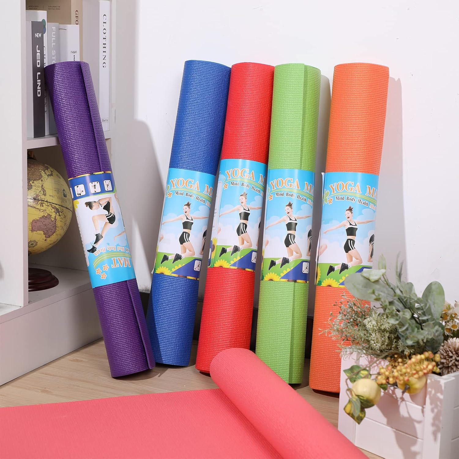 24 Pcs Non-Slip Colorful Yoga Mats for Fitness, Pilates & Workouts