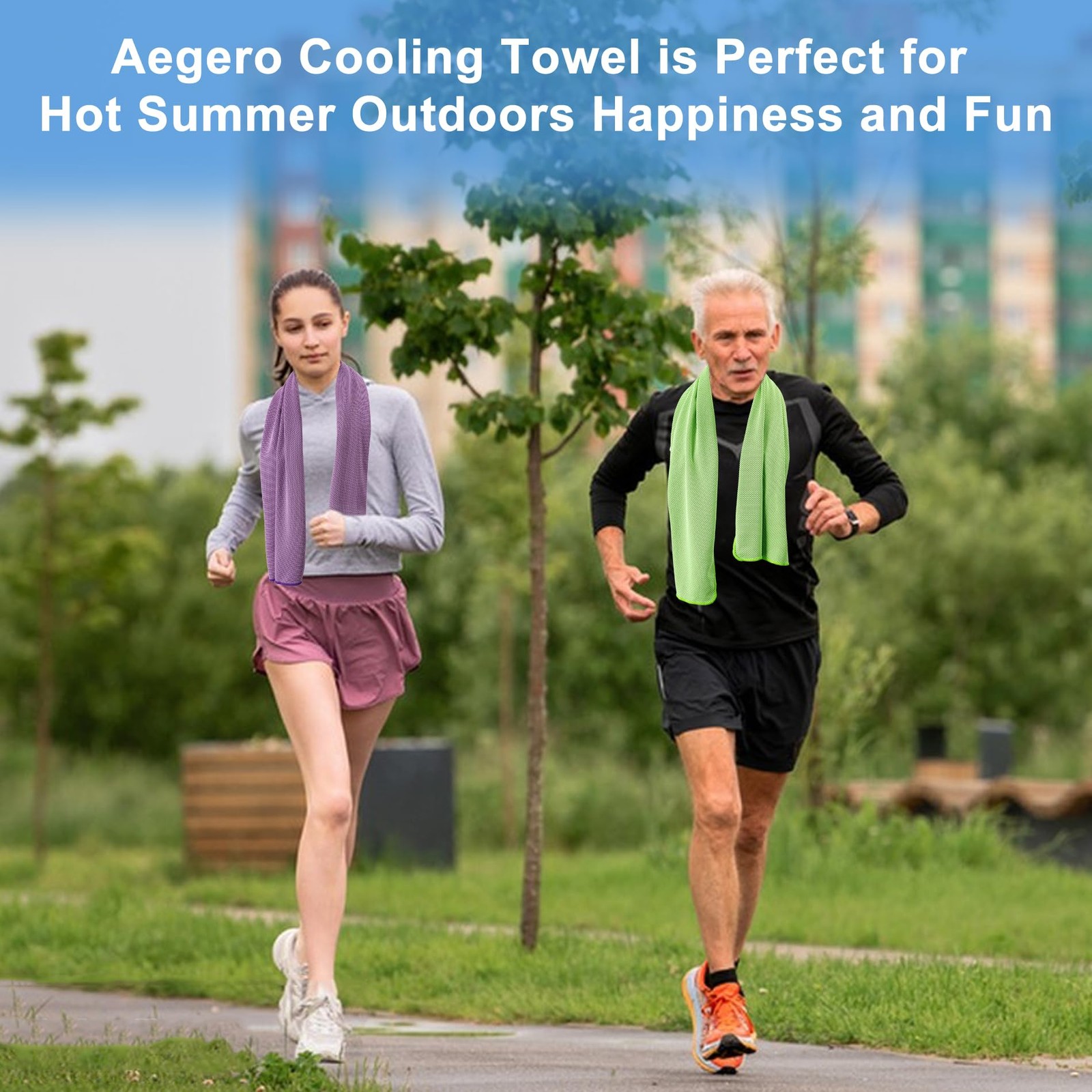 Aegero 4 Pack Cooling Towel (40&Prime;x12&Prime;), 40&Prime; x 12&Prime;, Light Blue/Green/Pink/Grey