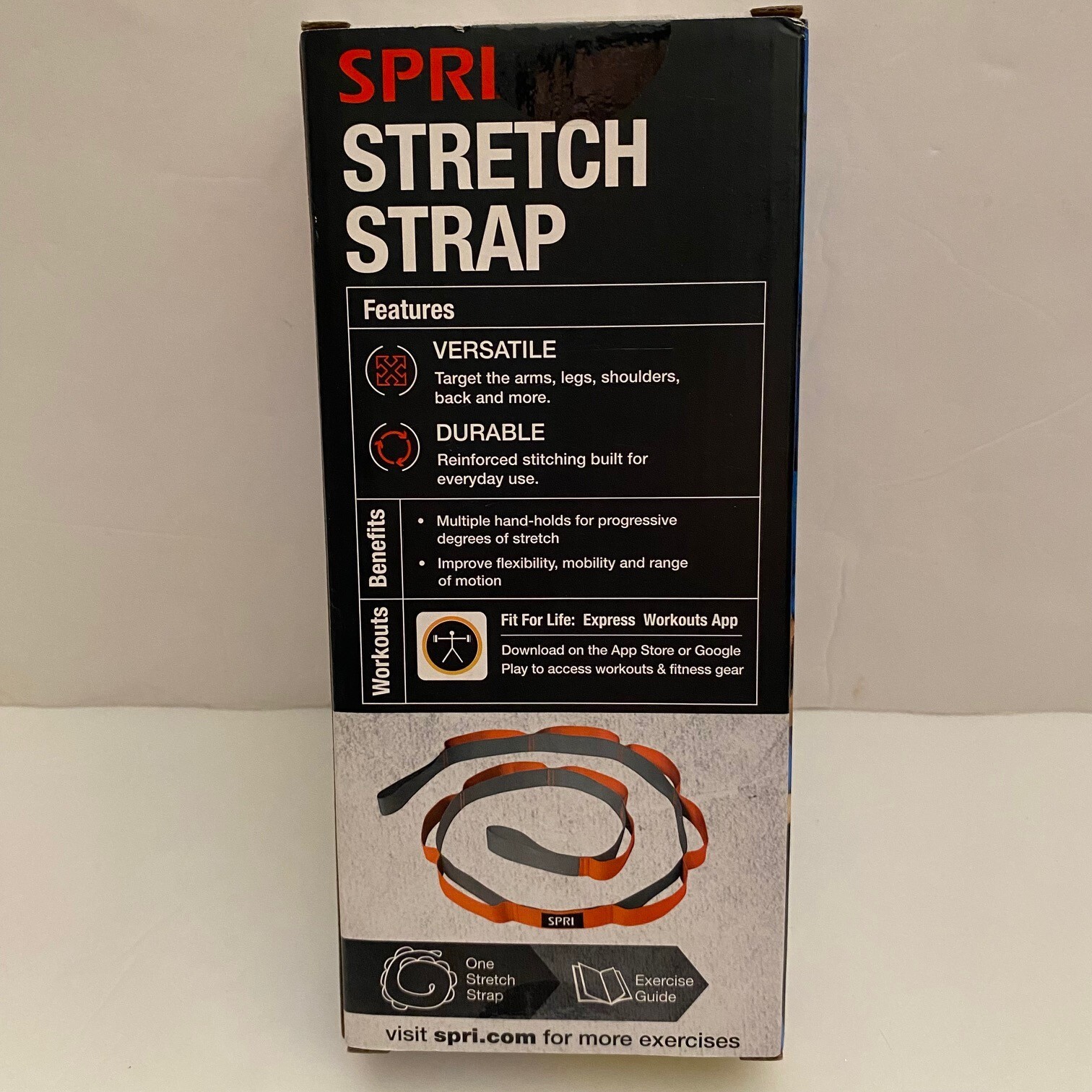 SPRI 8 Ft Stretch Strap Yoga/Pilates/Physical Therapy -Improve Flexibility