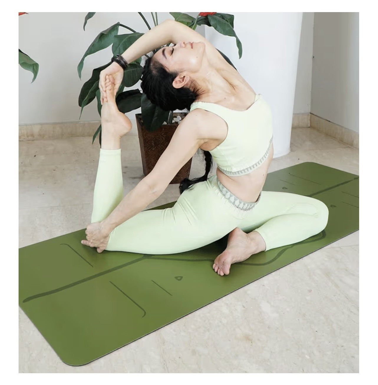 New Liforme Travel Yoga Mat Non Slip, Lightweight Foldable 2mm, Olive