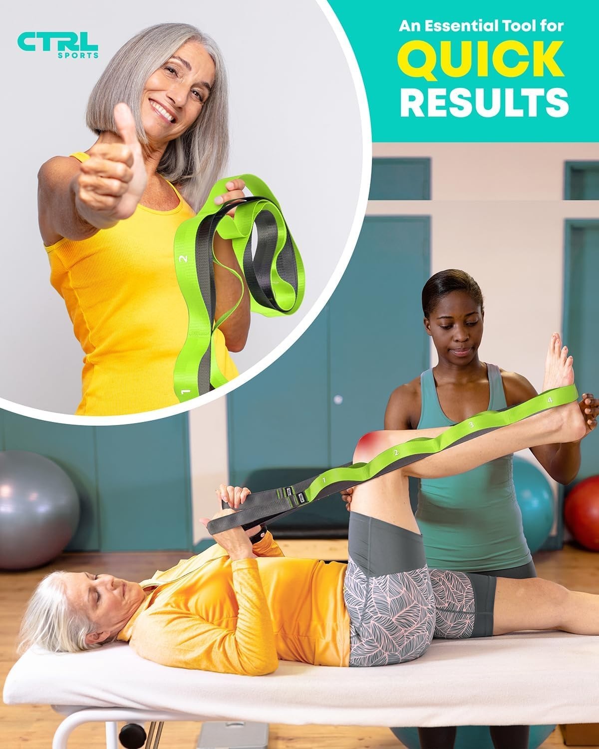 Multifunctional Yoga & Therapy Stretch Strap with Loops