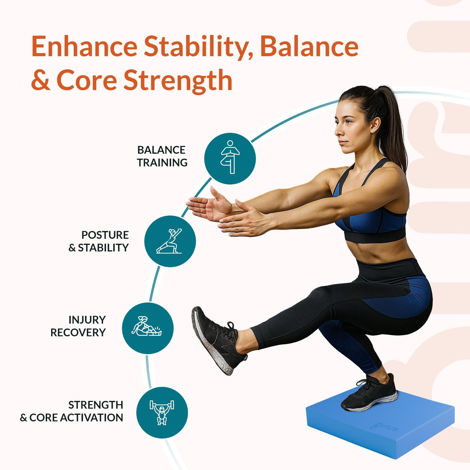 Gurus Balance Pad – High-Density Foam Balance Pad Physical Therapy for Sta