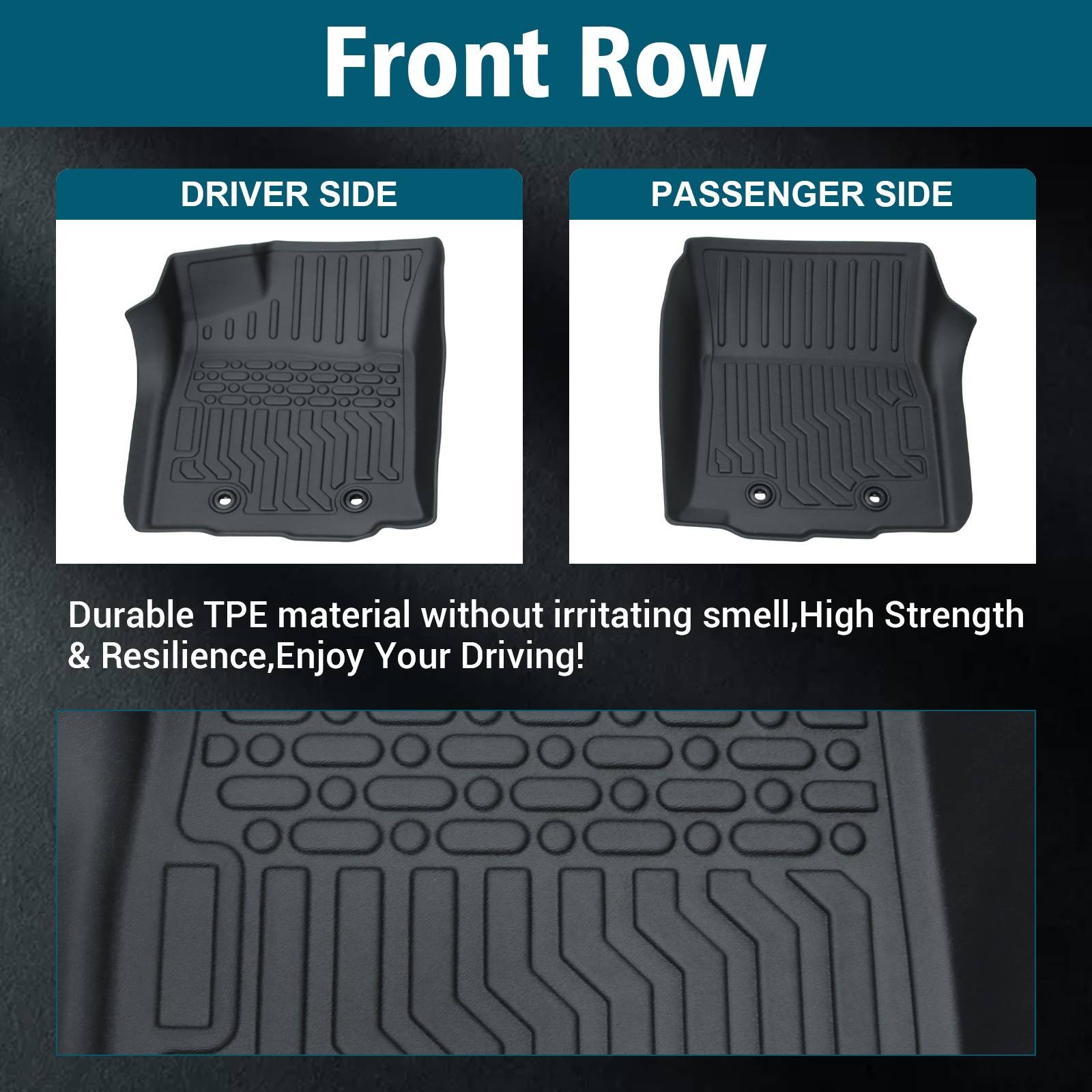 Rubber Car Floor Mats For 18-23 Tacoma Double Cab