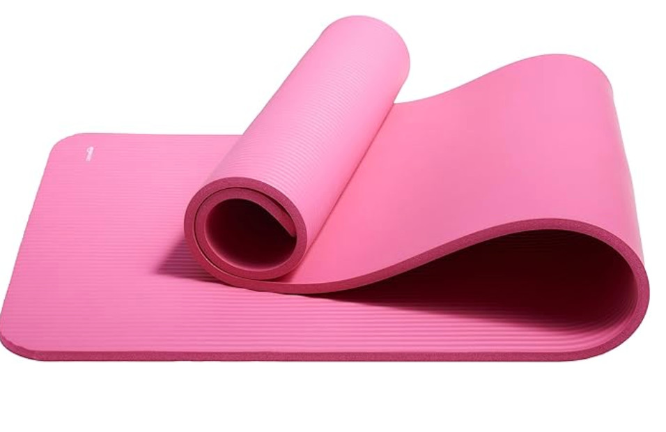 Amazon Basics Pink Extra Thick Exercise Yoga Mat with Carrying Strap 74&Prime;L X 24&Prime;W