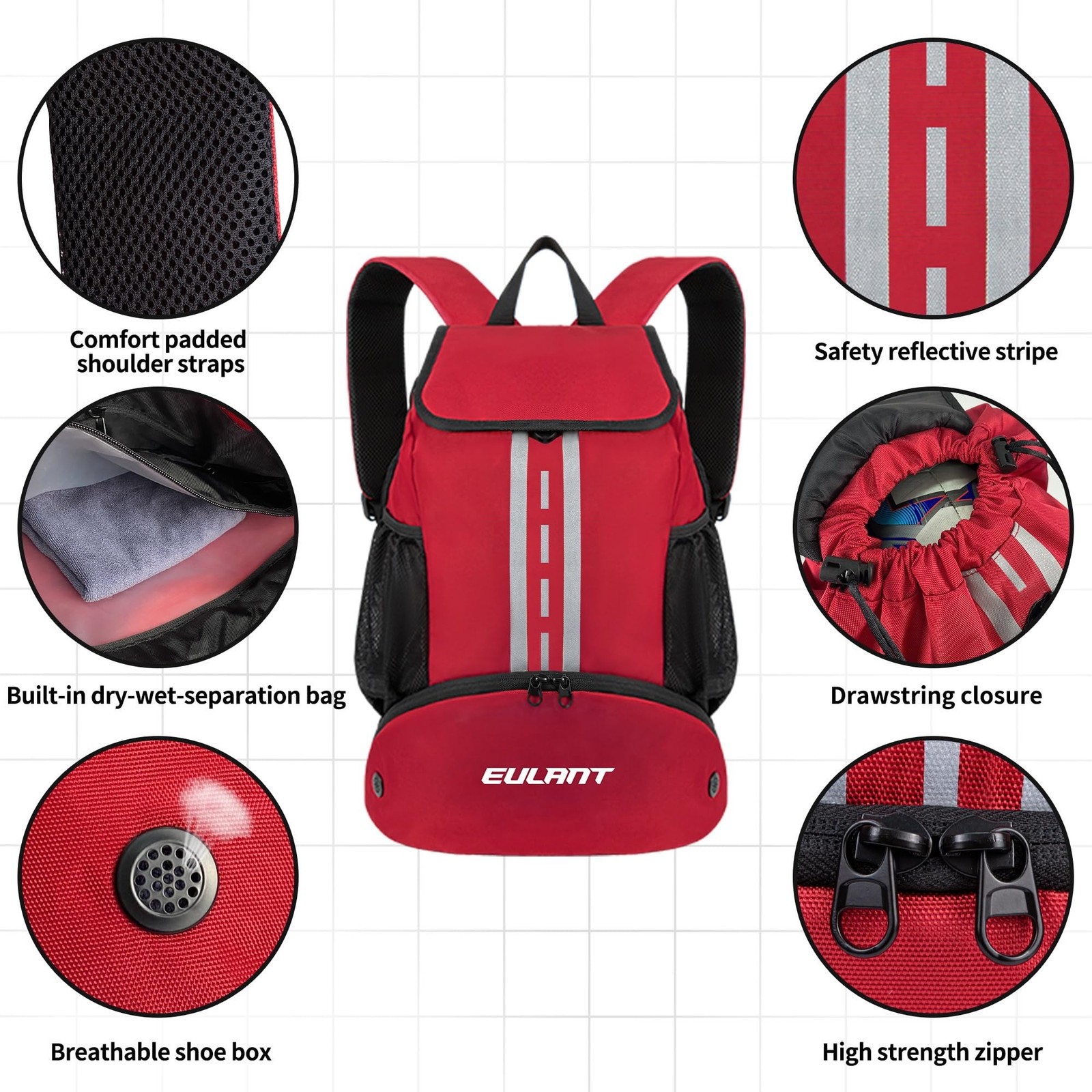 EULANT Soccer Backpack with Shoes Compartment, Waterproof Drawstring Bag for …