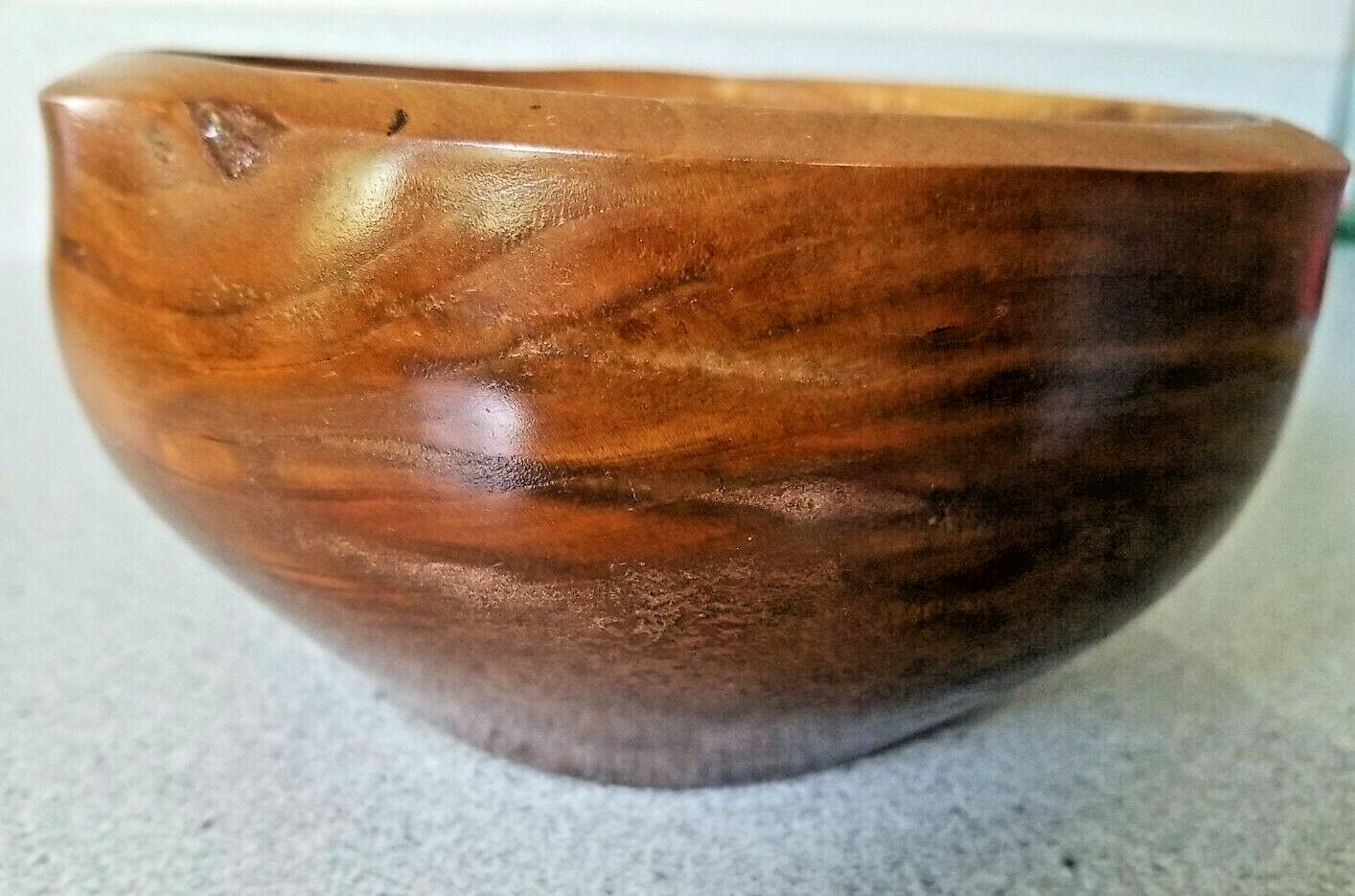 Original carved PINE BOWL with COPPER INLAY & WASH! 7.5&Prime; x 3.75&Prime; energy healing