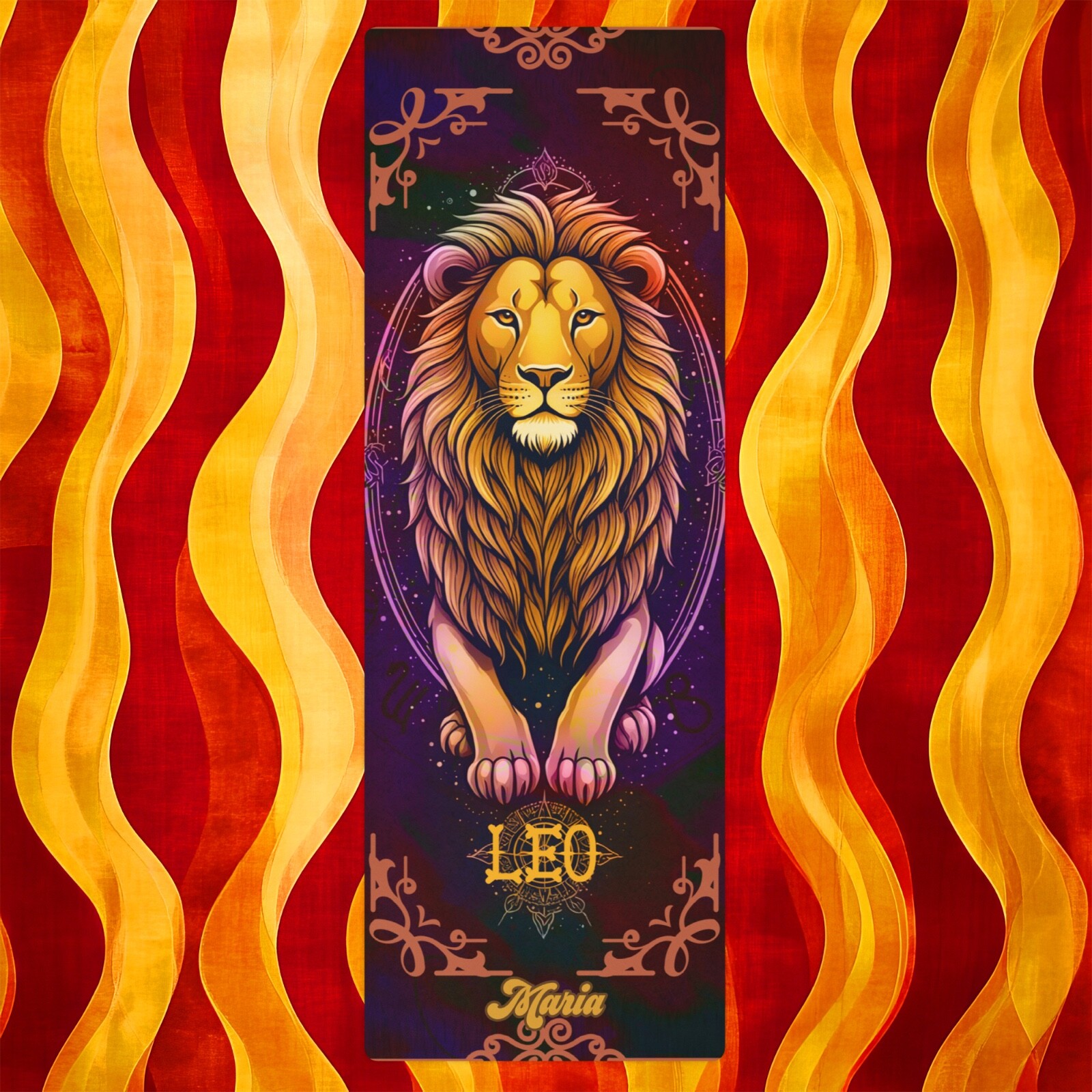 LEO Zodiac Yoga Mat with Strap PERSONALIZED Gift Meditation Decor Astrology Gift
