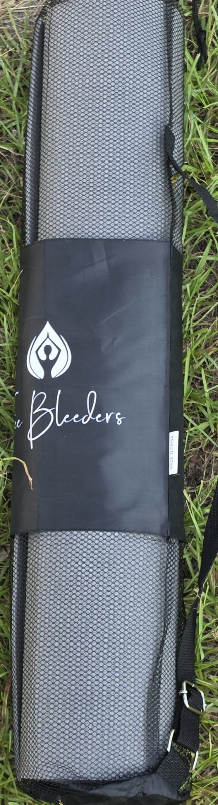 Bleeders Gray Yoga Mat w/Carry Bag & Adjustable Shoulder Strap Non Slip Exercise