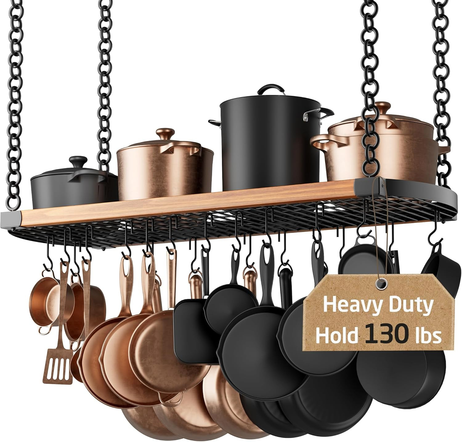 KES 48 Inch Large Hanging Pot Rack Ceiling Mount with 130Lb High-Capacity, Ceili
