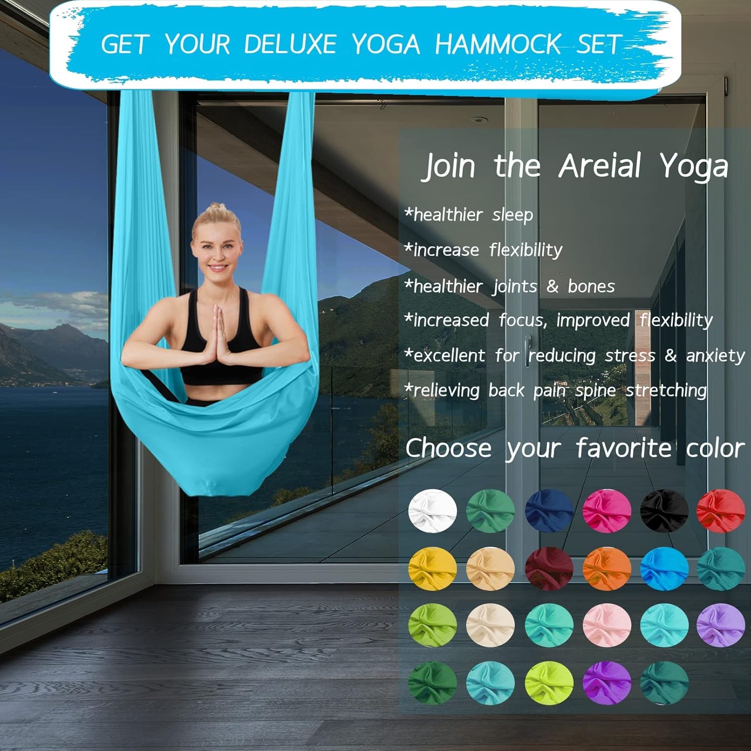 5.5 Yards Aerial Silks Yoga Swing Set – Aerial Yoga Hammock Kit