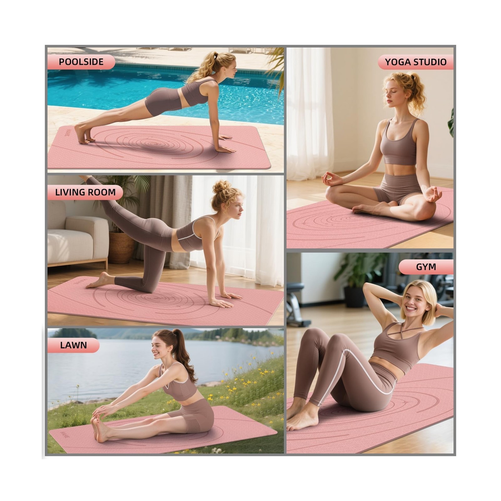Large Yoga Mat Thick, 76&Prime;x32&Prime;x0.31&Prime;Wide POE Exercise Mat with N… FAST USA SHIP