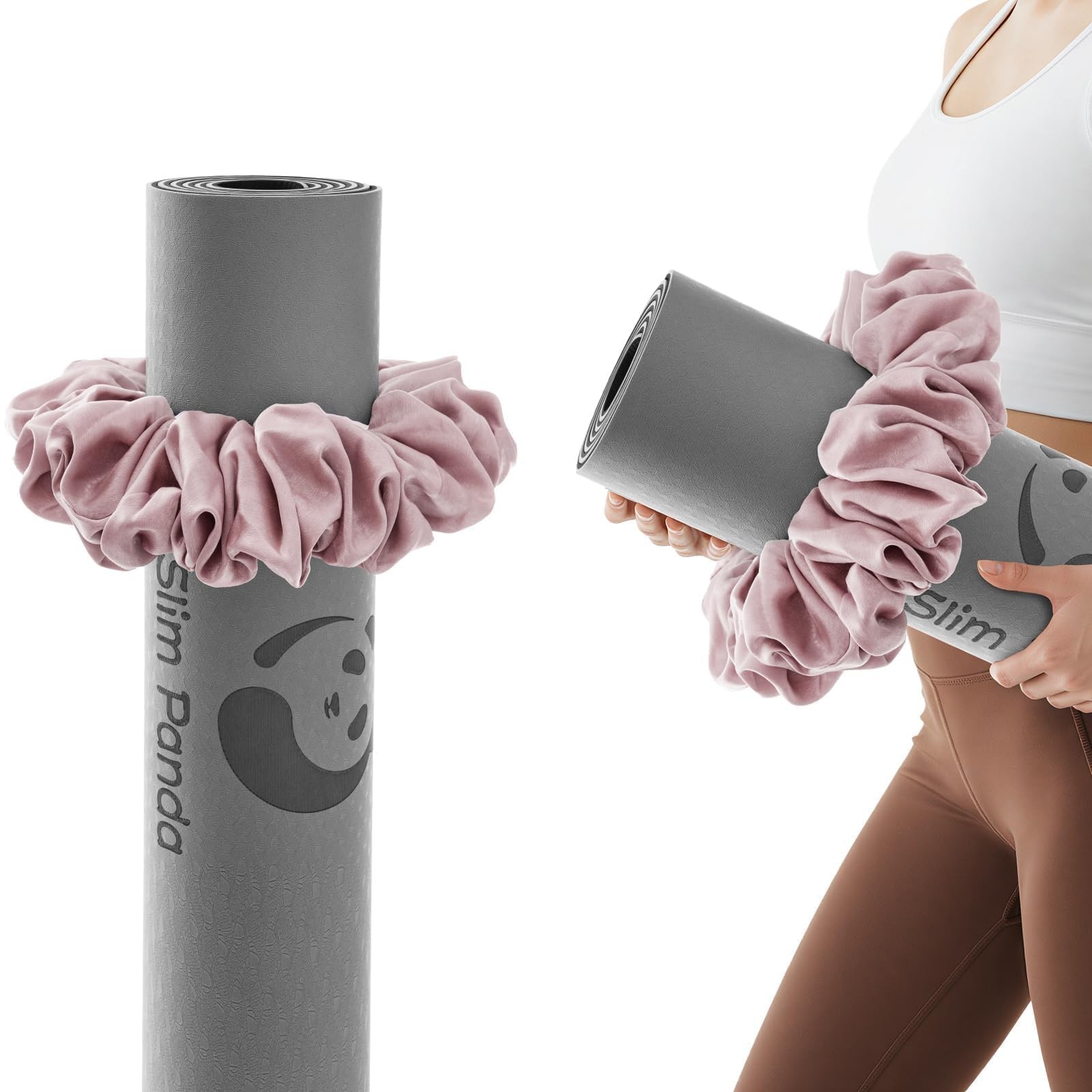 Slim Panda Yoga Mat Scrunchie,Style & Cute 8” x x 3”, Pink