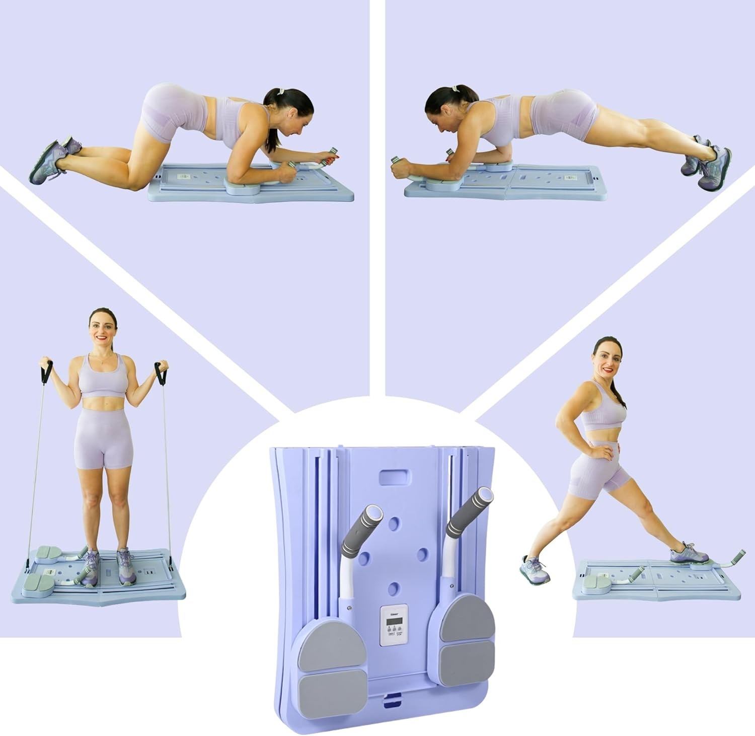 Pilates Board-Pilates Reformer Set With Timer, Ab Sculpting Handles,Home Workout